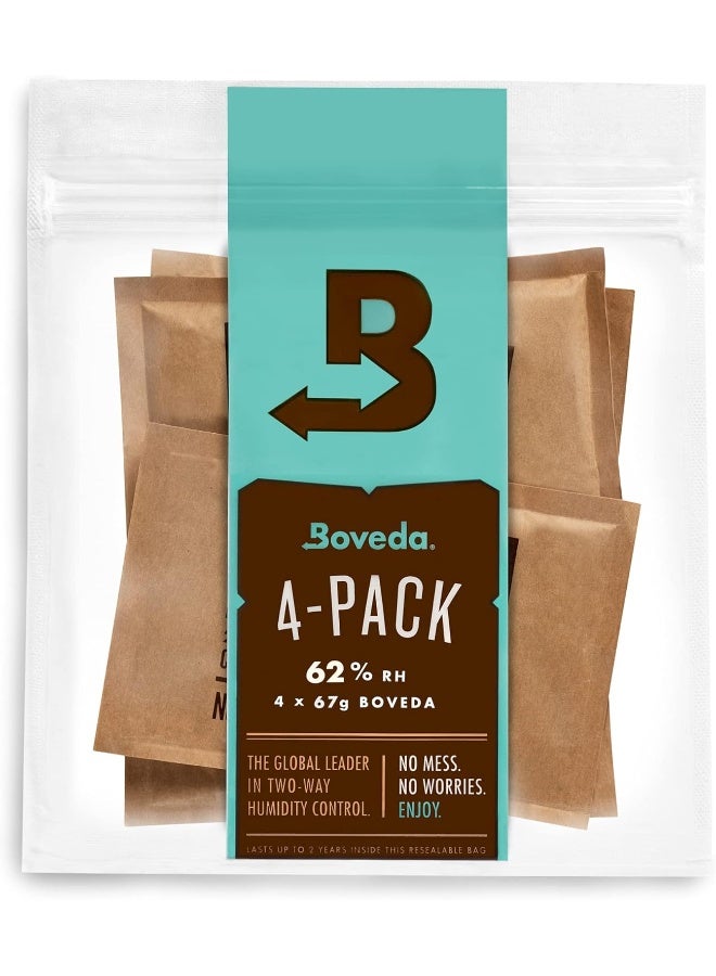 Boveda 62% Humidor Packets - 2 Way Humidity Control Packs - Size 67-4 Count Resealable Bag - Image 1